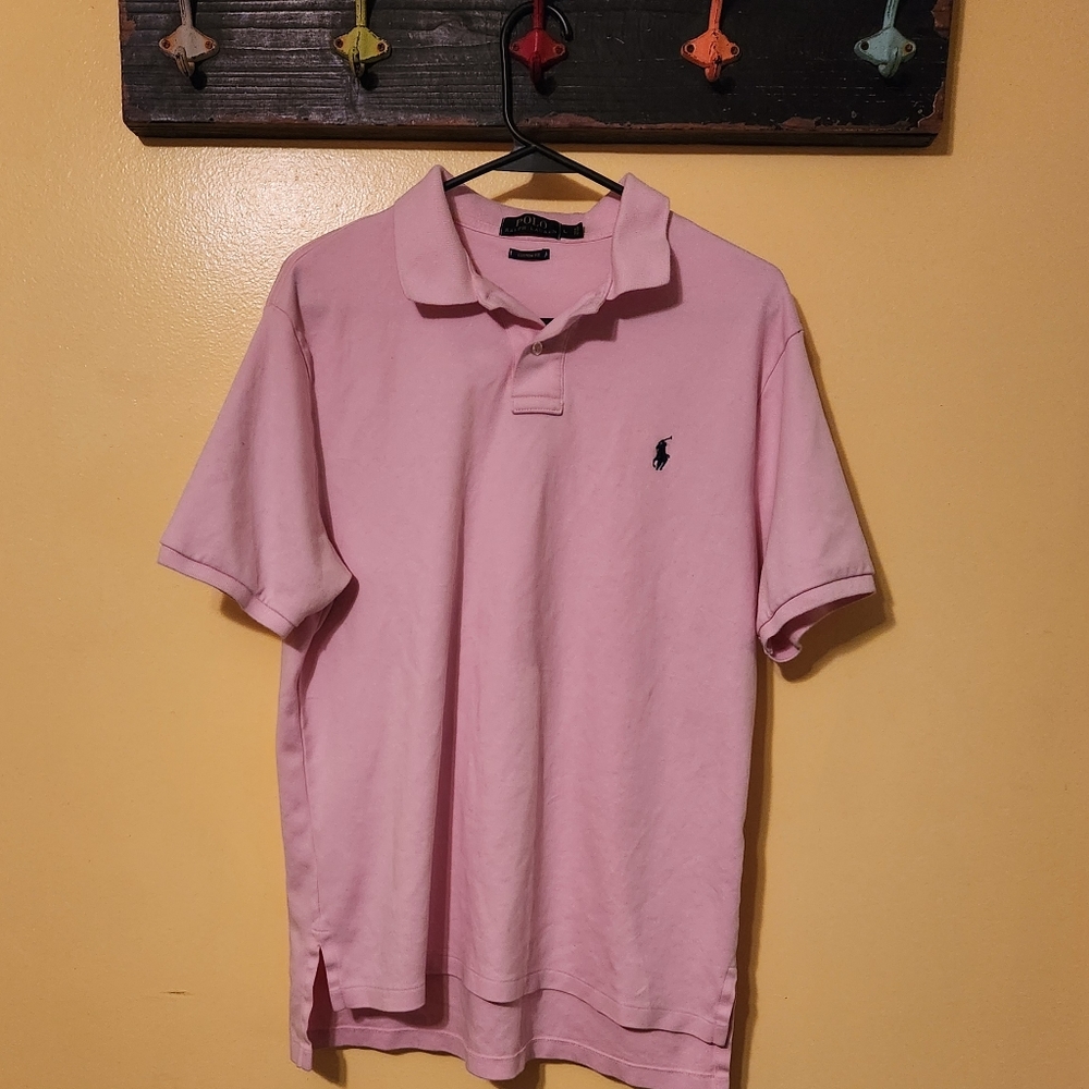 Ralph Lauren men's pink polo shirt. Size large